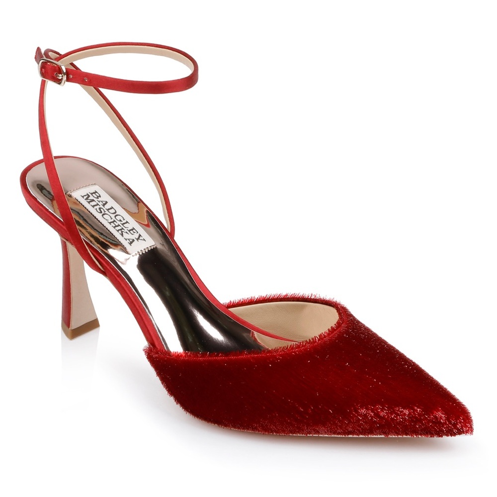 Badgley Mischka Red Lyric Plush Ankle Straps